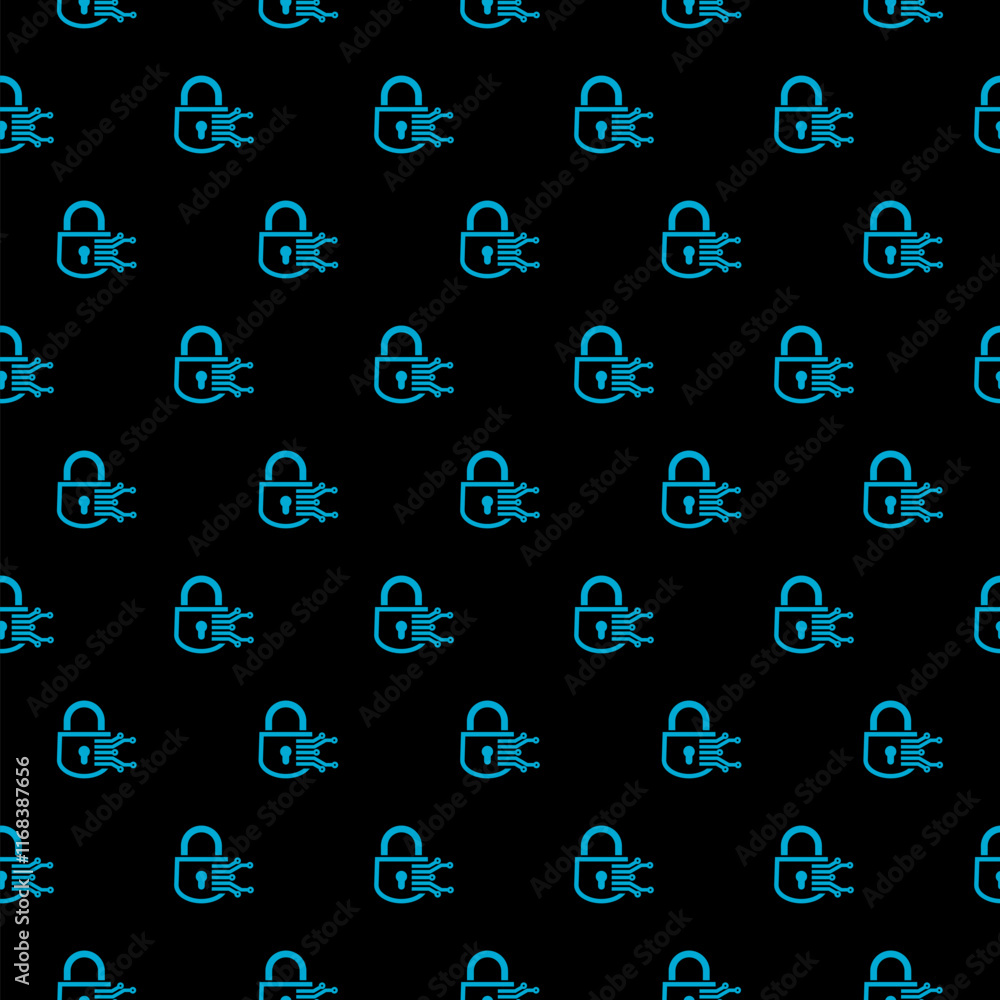 Poster cyber security icon isolated seamless pattern on black background