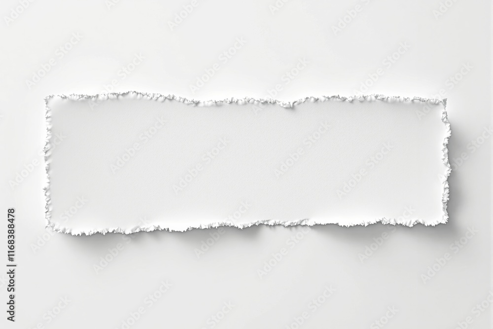 Aufkleber torn white paper strip on light background with clean and minimalistic design.