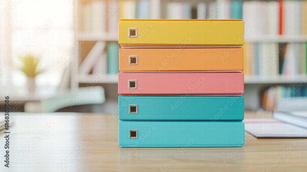 Poster color-coded filing system promoting organization in modern office