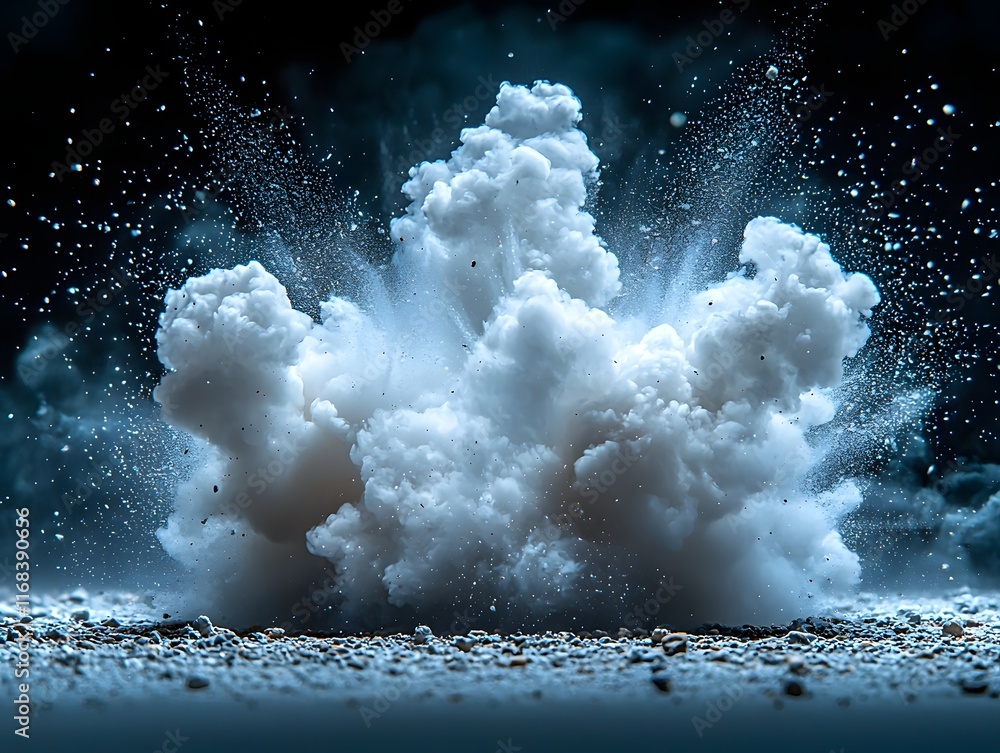 Aufkleber close up of a powerful smoke cloud from a controlled explosion gritty and dynamic visual