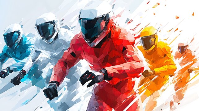 Intensity of racing action futuristic circuit digital art dynamic view - Powered by Adobe