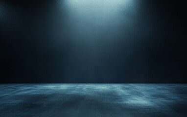 Dark blue studio background with spotlight.