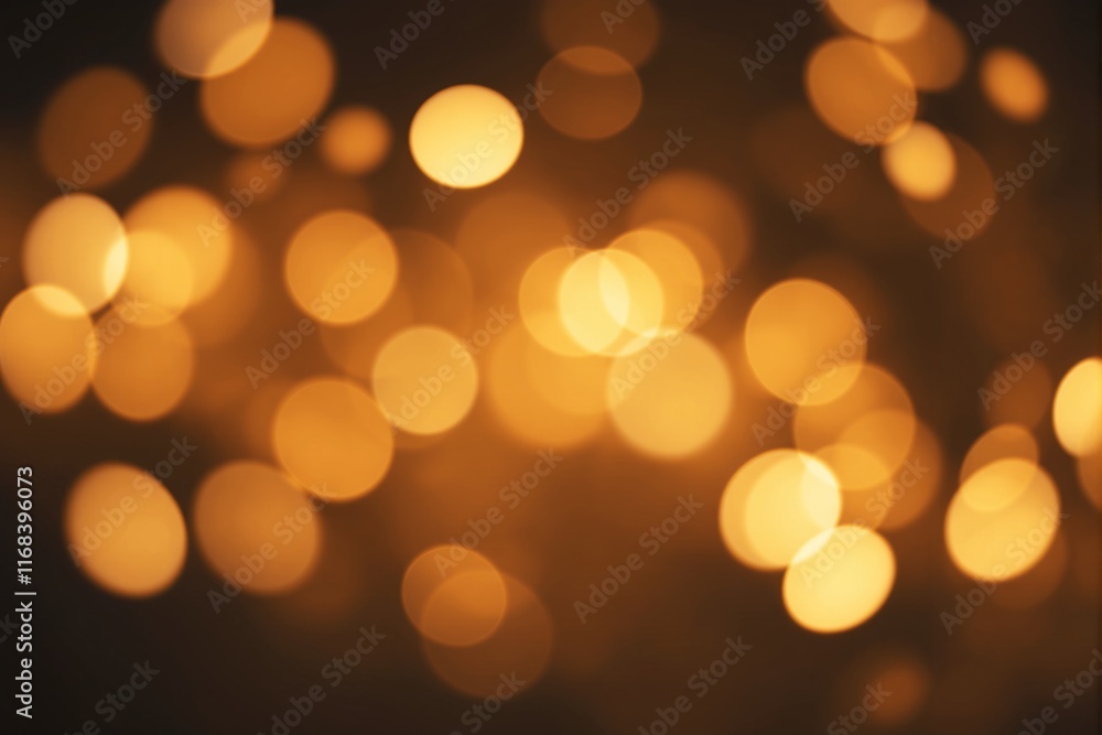 Aufkleber Warm golden bokeh light circles on a dark blurred background.