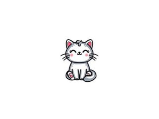 Cute white cat smile cartoon
