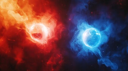 Obraz premium Cosmic Dance: Opposing Forces of Fire and Ice