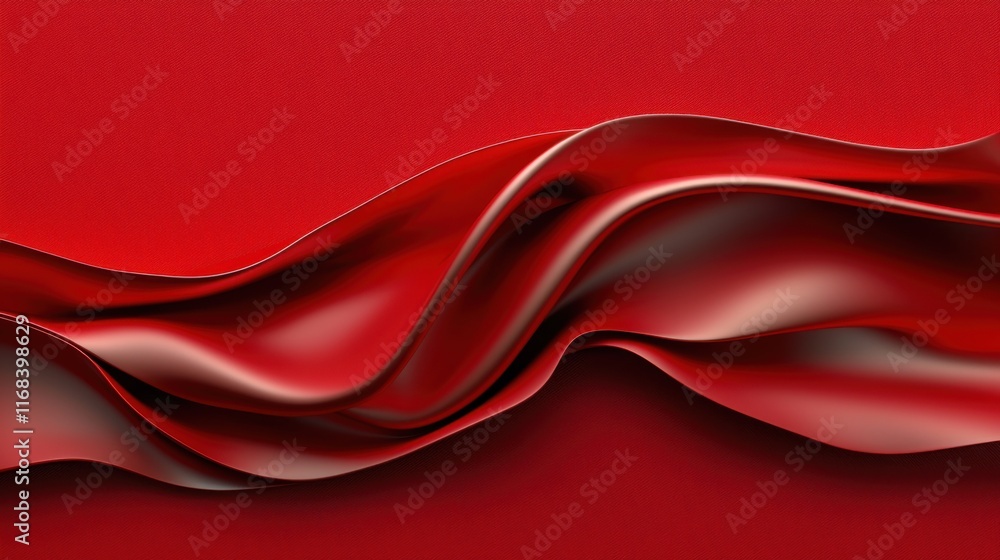 Poster a close-up view of flowing red fabric, showcasing smooth curves and vibrant color, perfect for backg
