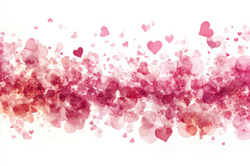 swirling design of pink and white heart confetti creates romantic atmosphere, perfect for celebrations and special occasions