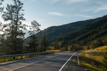 Winding mountain road in the Altai Mountains, Chuisky tract, Altai Republic, Russia