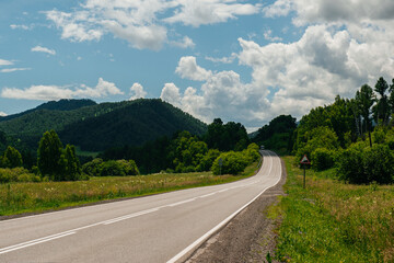 Winding mountain road in the Altai Mountains, Chuisky tract, Altai Republic, Russia