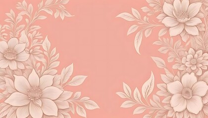 Elegant Pastel Flowers and Leaves Design on Peach Background