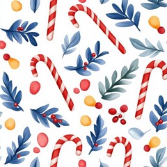 Naklejka premium Festive Watercolor Candy Cane Design for Holidays