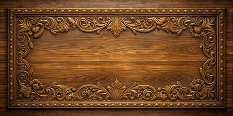 Richly textured wood panel background with intricate Guilloche design in warm golden hues and deep brown tones , ornate, wood