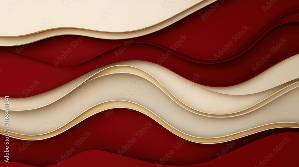 Poster a smooth blend of red and cream waves creates a dynamic and elegant background for creative projects