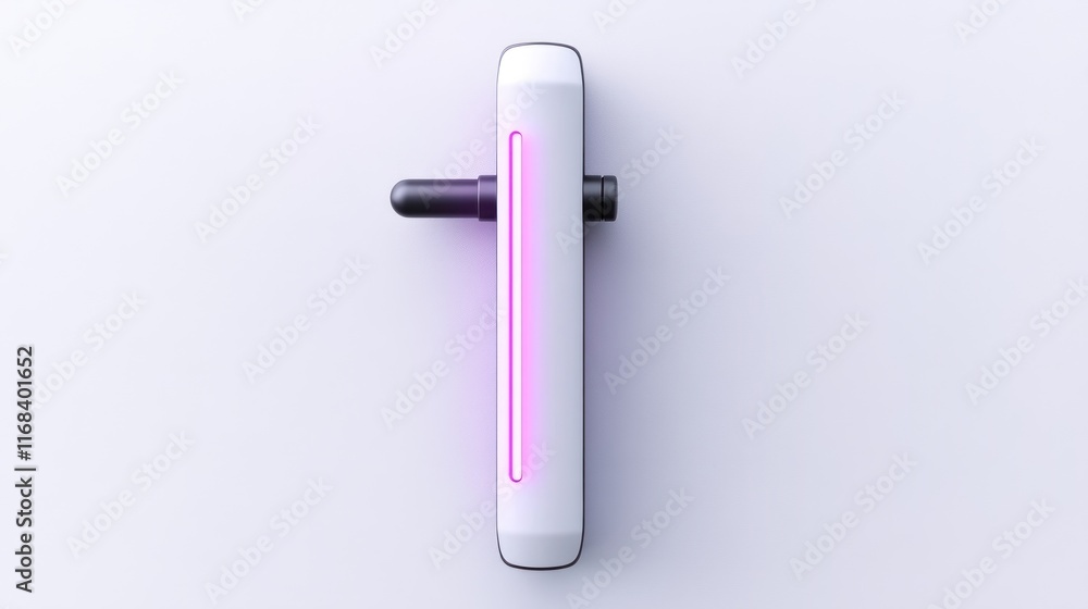 Poster a sleek device with a glowing indicator for connectivity or charging.