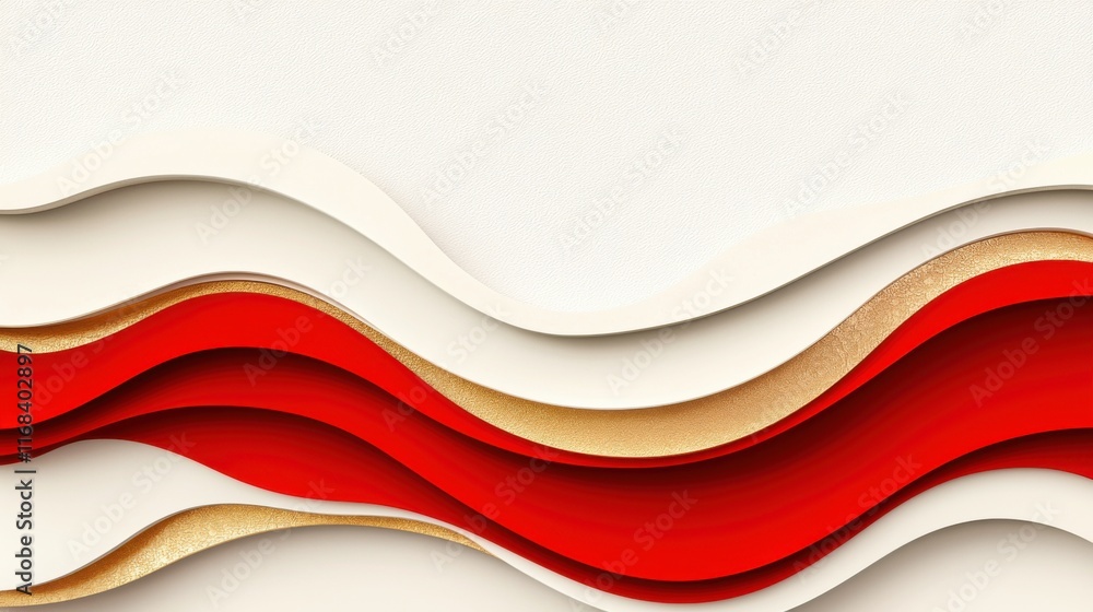 Aufkleber a vibrant abstract background featuring layered waves in red and cream tones, perfect for modern des