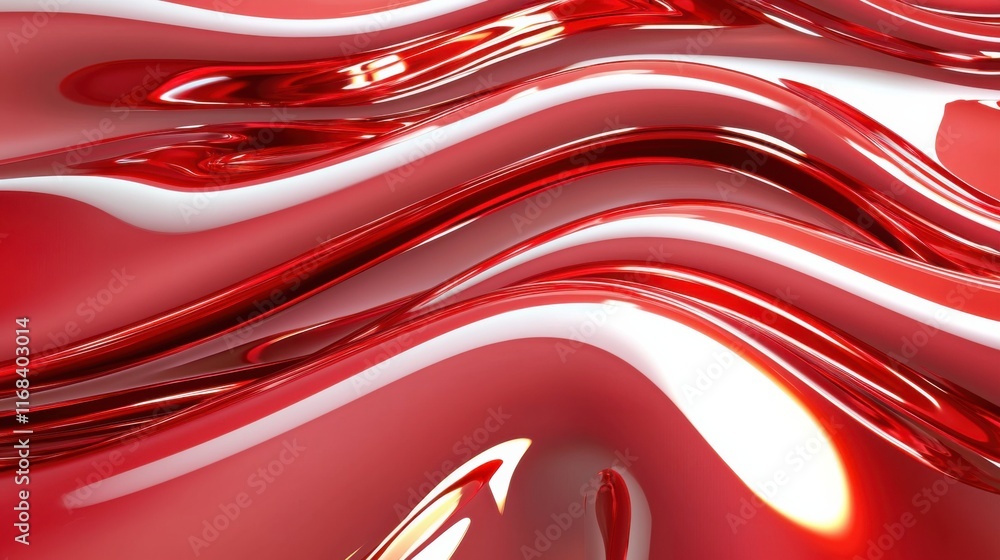 Poster a vibrant abstract design featuring smooth, flowing red waves that create a sense of energy and move