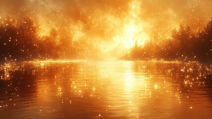 Sparkling Gold Abstract Background with Dreamy Effect and Bokeh