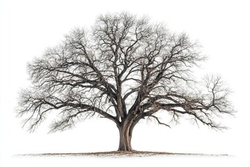 Bare, large tree isolated on white background.
