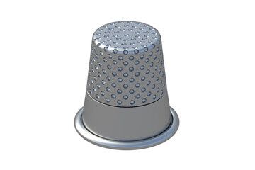 Sewing thimble isolated on white background. Dressmaking tool. Tailor's protection. Atelier equipment. 3d render