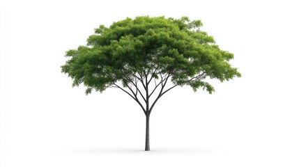 Fototapeta premium A lush green tree with a full canopy on a white background.