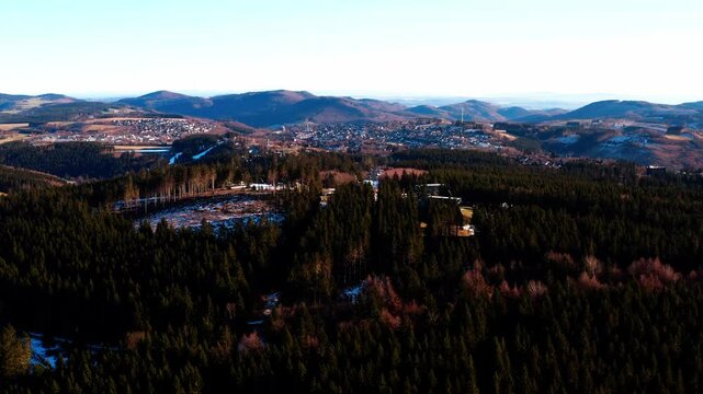 winterberg in the sauerland landscape from above 4k 25fps video