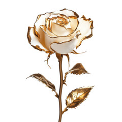 Elegant White Gold Rose Isolated on a Soft Background for Luxurious Decor on transparent background