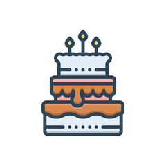 Color illustration icon for cake