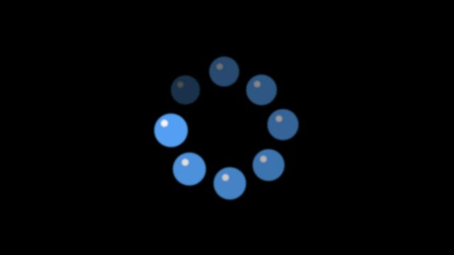 Blue loading circle icon on black background