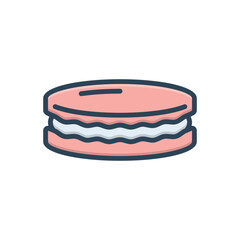 Color illustration icon for macaron