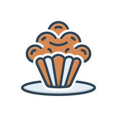 Color illustration icon for muffin