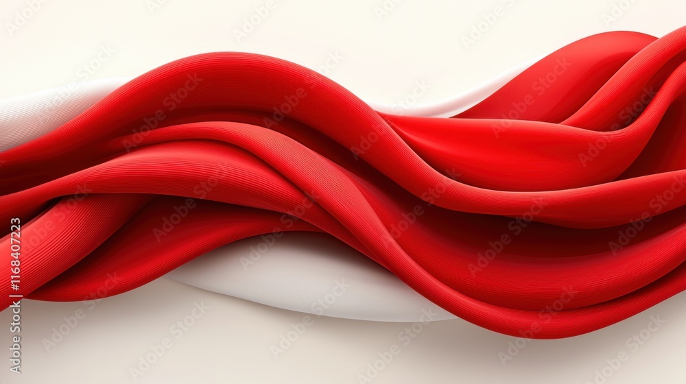 Poster a vibrant wave of red and white fabric creates an elegant and dynamic abstract design, ideal for mod