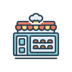 Color illustration icon for bakery shop