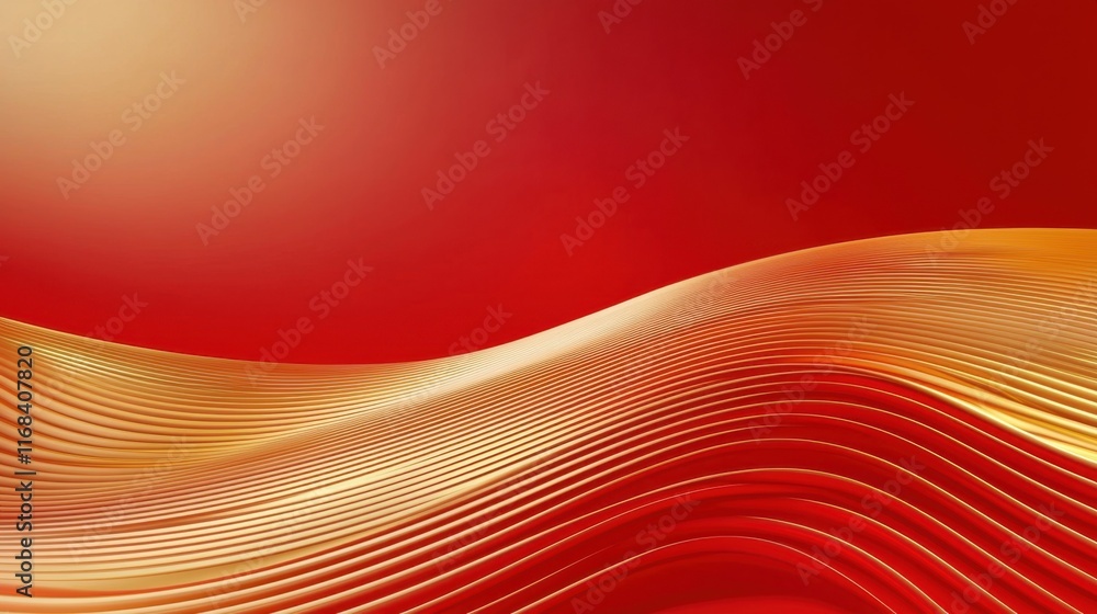 Poster abstract red and gold waves create a dynamic and warm visual effect, perfect for backgrounds or mode