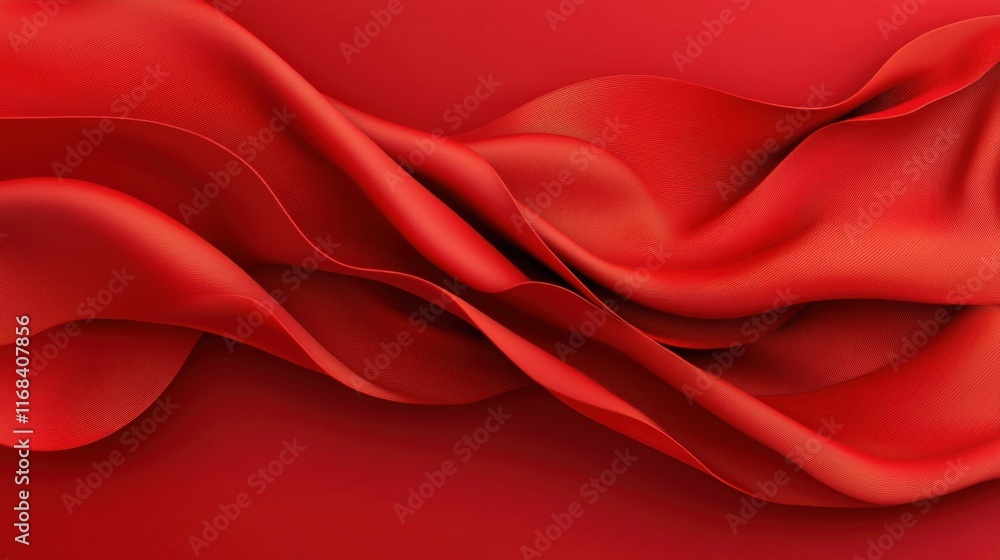 Poster abstract red fabric waves creating a sense of elegance and movement. perfect for backgrounds or desi