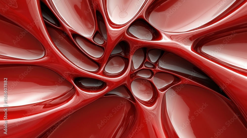 Poster abstract red texture with smooth, flowing shapes creating a visually striking design, perfect for ba