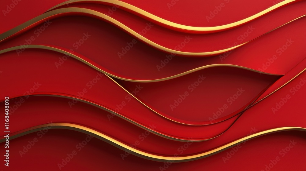 Poster abstract waves in gold and red create a striking visual backdrop. perfect for modern designs and art
