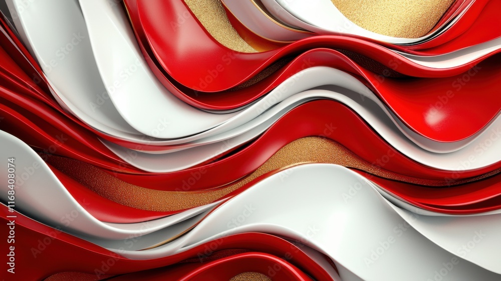 Poster abstract waves of red and white create a dynamic and visually stimulating composition perfect for mo