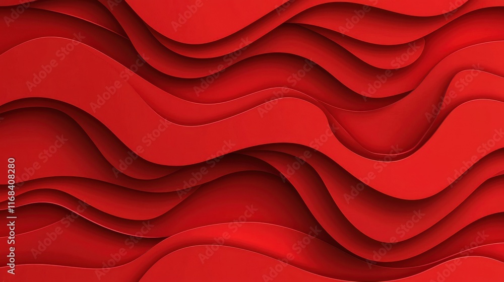 Poster an abstract composition of flowing red waves, creating a dynamic and visually striking pattern with 