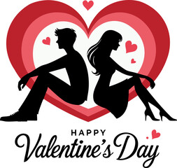Romantic Couple Silhouette Vector Illustration