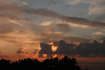 Rose sunset and colorful clouds