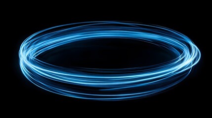 Abstract Blue Light Trails Create Circular Design