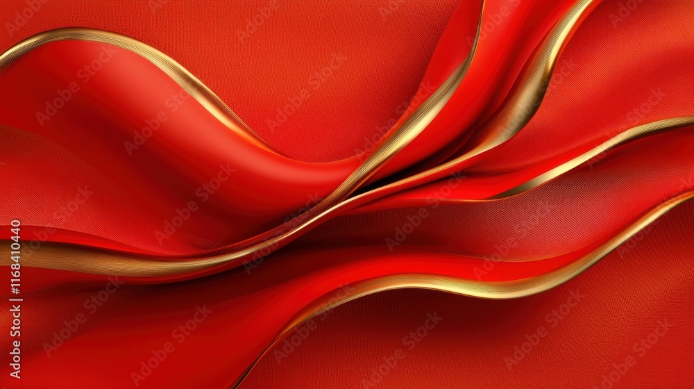 Aufkleber elegant red and gold fabric waves create a luxurious and dynamic visual effect, perfect for backgrou