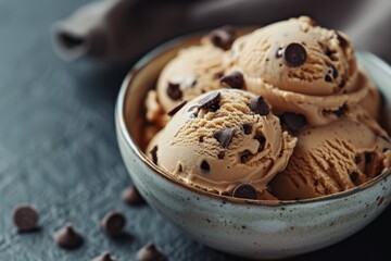 Vegan cookie dough ice cream served in a bowl