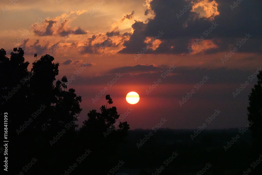 Wall mural Rose sunset and colorful clouds