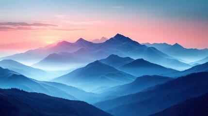 Obraz premium Mountain Landscape Financial Charts with Sunrise and Graphs in Pastel Skies