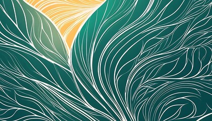Abstract Teal and Yellow Wave Pattern Design