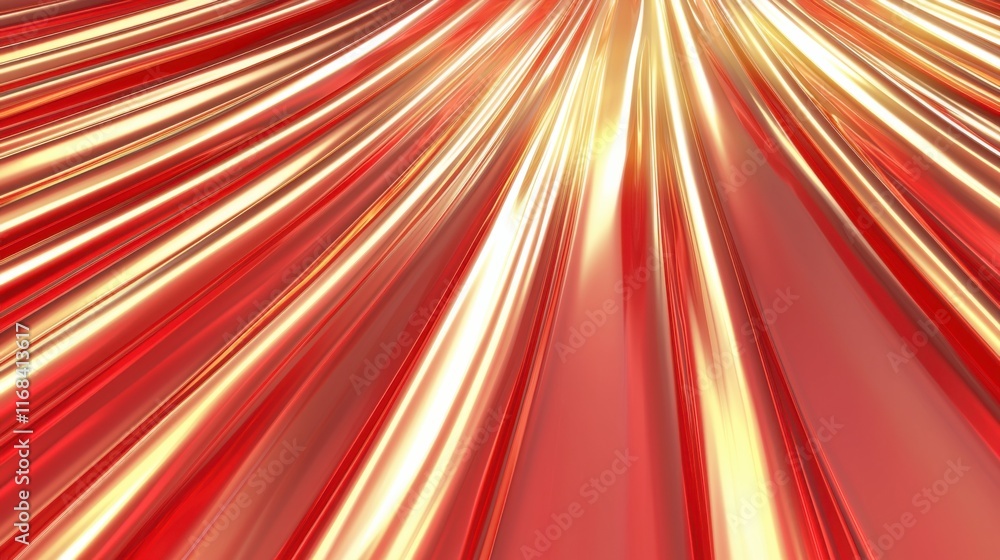 Poster vibrant red and gold lines radiating outward, creating a dynamic and energetic visual effect, perfec