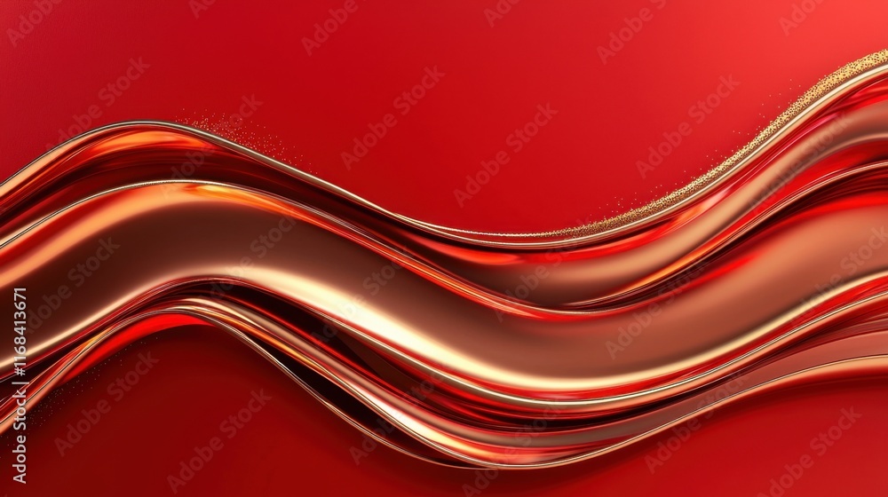 Poster vibrant red and gold waves create a dynamic and modern abstract background suitable for various desi