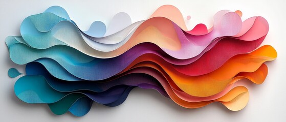 Obraz premium Abstract Colorful Paper Waves Layered Texture Modern Art Wall Decor Design Element
