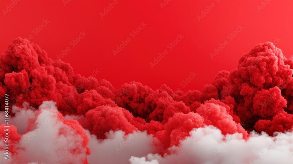 Poster vibrant red smoke clouds with a striking background. ideal for dynamic graphics and artistic project